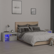 vidaXL 2 db betonszürke színű LED-lámpás éjjeliszekrény 70x36,5x40 cm bútor