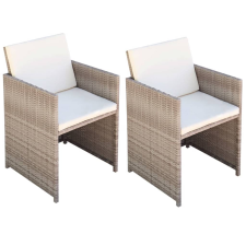 vidaXL 2 db bézs polyrattan kerti szék hát- és ülőpárnával (42561) kerti bútor