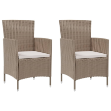 vidaXL 2 db bézs polyrattan kerti szék párnával (316684) kerti bútor