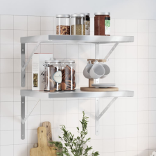 vidaXL 2 db ezüstszínű rozsdamentes acél fali polc 50 x 40 cm bútor