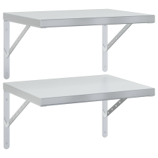 vidaXL 2 db ezüstszínű rozsdamentes acél fali polc 50 x 40 cm (3214508) bútor