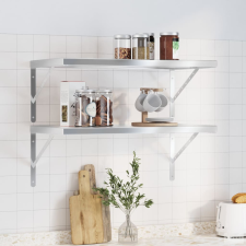 vidaXL 2 db ezüstszínű rozsdamentes acél fali polc 75 x 40 cm bútor