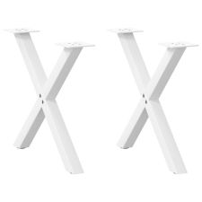 vidaXL 2 db fehér acél dohányzóasztal lábak X-alakú 60x(42-43) cm bútor