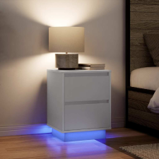 vidaXL 2 db fehér éjjeliszekrények LED világítással 38x34x50 cm bútor
