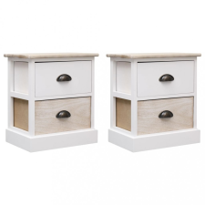 vidaXL 2 db fehér és természetes császárfa éjjeliszekrény 38x28x45 cm bútor