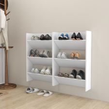 vidaXL 2 db fehér fali cipősszekrény 60 x 18 x 90 cm bútor