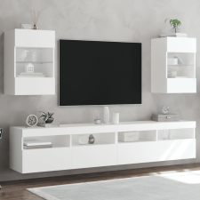vidaXL 2 db fehér falra szerelhető TV-szekrény LED-ekkel 40x30x60,5 cm bútor