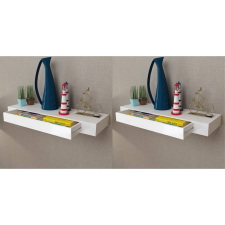 vidaXL 2 db fehér lebegő fali polc fiókkal 80 cm bútor