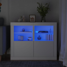 vidaXL 2 db fehér szerelt fa kisszekrény LED-fényekkel bútor