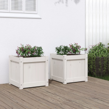 vidaXL 2 db fehér tömör fenyőfa virágláda kerti tárolás