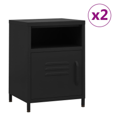 vidaXL 2 db fekete acél éjjeliszekrény 35 x 35 x 51 cm (3095221) bútor