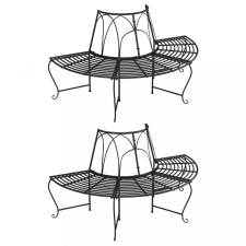 vidaXL 2 db fekete acél félkör alakú fa körüli pad Ø159 cm kerti bútor