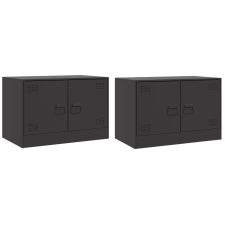 vidaXL 2 db fekete acél TV-szekrény 67 x 39 x 44 cm bútor