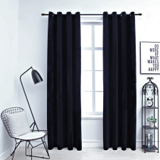 vidaXL 2 db fekete bársony sötétítőfüggöny gyűrűkkel 140 x 175 cm lakástextília