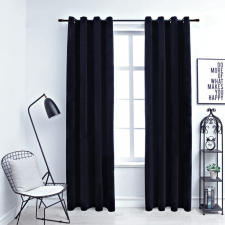 vidaXL 2 db fekete bársony sötétítőfüggöny gyűrűkkel 140 x 245 cm lakástextília