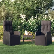vidaXL 2 db fekete dönthető polyrattan kerti szék párnával kerti bútor