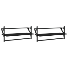 vidaXL 2 db fekete falipolc rúddal 65 x 25 x 30 cm (836243) bútor
