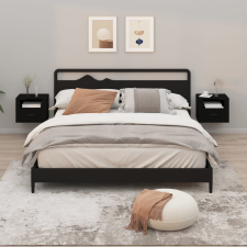 vidaXL 2 db fekete falra szerelhető éjjeliszekrény 50 x 36 x 40 cm bútor