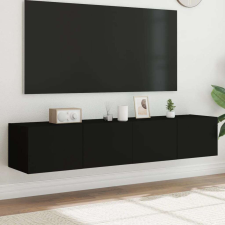 vidaXL 2 db fekete falra szerelhető TV-szekrény LED-del 80x35x31 cm bútor