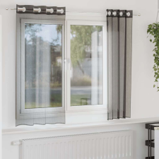 vidaXL 2 db fekete fátyolfüggönyök rojtokkal 140x140 cm lakástextília