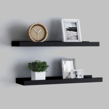 vidaXL 2 db fekete MDF szegélypolc képkeretekhez 40 x 9 x 3 cm bútor