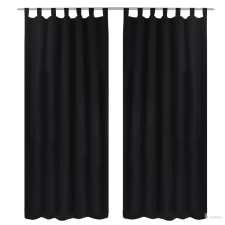vidaXL 2 db fekete mikroszatén függöny karikákkal 140 x 245 cm lakástextília