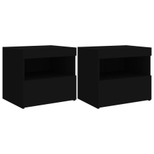 vidaXL 2 db fekete műfa éjjeliszekrény LED-fényekkel 50x40x45 cm (836766) bútor