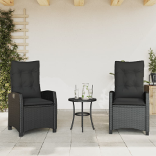 vidaXL 2 db fekete polyrattan dönthető kerti szék párnával kerti bútor