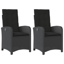 vidaXL 2 db fekete polyrattan dönthető kerti szék párnával (365169) kerti bútor