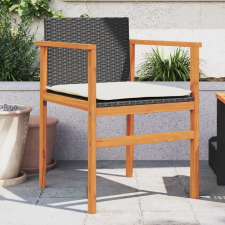 vidaXL 2 db fekete polyrattan és tömör fa kerti szék párnával kerti bútor