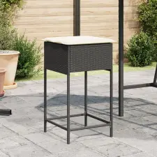 vidaXL 2 db fekete polyrattan kerti bárszék párnával kerti bútor