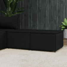 vidaXL 2 db fekete polyrattan kerti lábtartó párnákkal kerti bútor