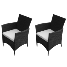 vidaXL 2 db fekete polyrattan kerti szék kerti bútor