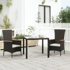 vidaXL 2 db fekete polyrattan kerti szék párnával kerti bútor