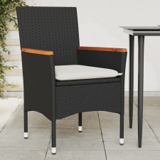 vidaXL 2 db fekete polyrattan kerti szék párnával kerti bútor