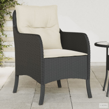 vidaXL 2 db fekete polyrattan kerti szék párnával kerti bútor