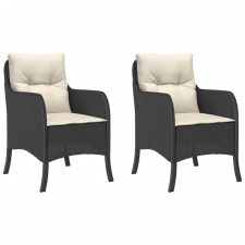 vidaXL 2 db fekete polyrattan kerti szék párnával (365144) kerti bútor