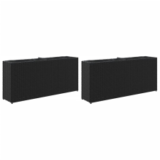 vidaXL 2 db fekete polyrattan kerti ültetőláda 2 cseréppel 90x20x40 cm (3210513) kerti tárolás