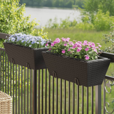 vidaXL 2 db fekete polyrattan növénytartó horoggal kerti tárolás