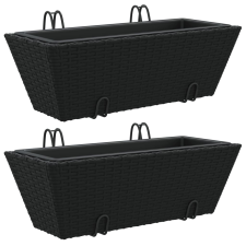 vidaXL 2 db fekete polyrattan növénytartó horoggal (366398) kerti tárolás