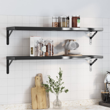 vidaXL 2 db fekete rozsdamentes acél fali polc 100 x 23,5 cm bútor