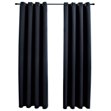 vidaXL 2 db fekete sötétítőfüggöny fémgyűrűkkel 140 x 175 cm lakástextília