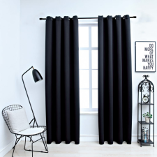 vidaXL 2 db fekete sötétítőfüggöny fémgyűrűkkel 140 x 245 cm lakástextília