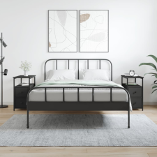 vidaXL 2 db fekete szerelt fa éjjeliszekrény 30x60x60 cm bútor