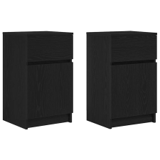 vidaXL 2 db fekete szerelt fa éjjeliszekrény 39x35x65 cm (861322) bútor