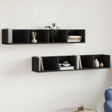vidaXL 2 db fekete szerelt fa faliszekrény 99x18x16,5 cm bútor