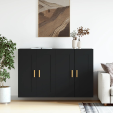 vidaXL 2 db fekete szerelt fa falra szerelhető szekrény bútor