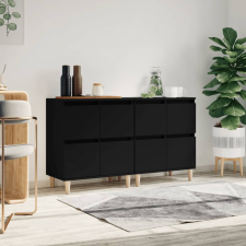 vidaXL 2 db fekete szerelt fa tálalószekrény 60 x 35 x 70 cm bútor