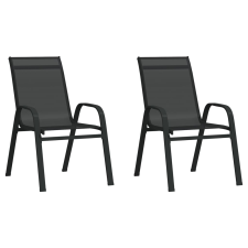 vidaXL 2 db fekete textilén rakásolható kerti szék (318777) kerti bútor