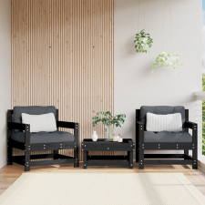 vidaXL 2 db fekete tömör fenyőfa kerti szék párnákkal kerti bútor